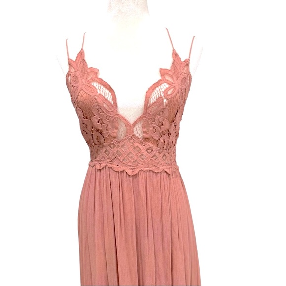 Free People Adella Maxi Slip Dress, Rose Pink - Picture 5 of 14